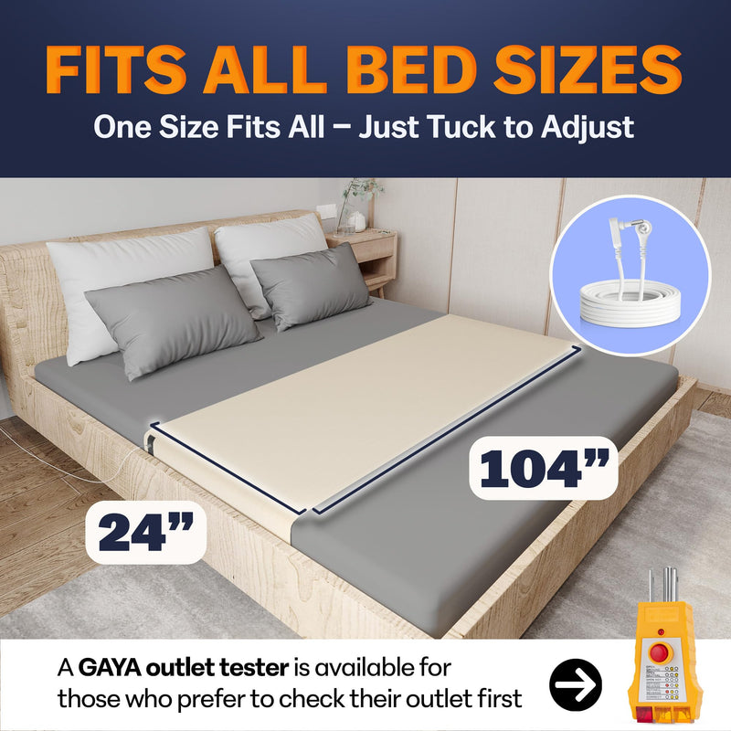 [Australia - AusPower] - GAYA Grounding Sheets, One Size, Extra Soft 95% Organic Cotton for Sleep Improvement & Muscle Relaxation, Grounded Sheet, Earthing Grounding Bed Sheets, Grounding Mattress Pad Bedding (104" x 24") Off White 