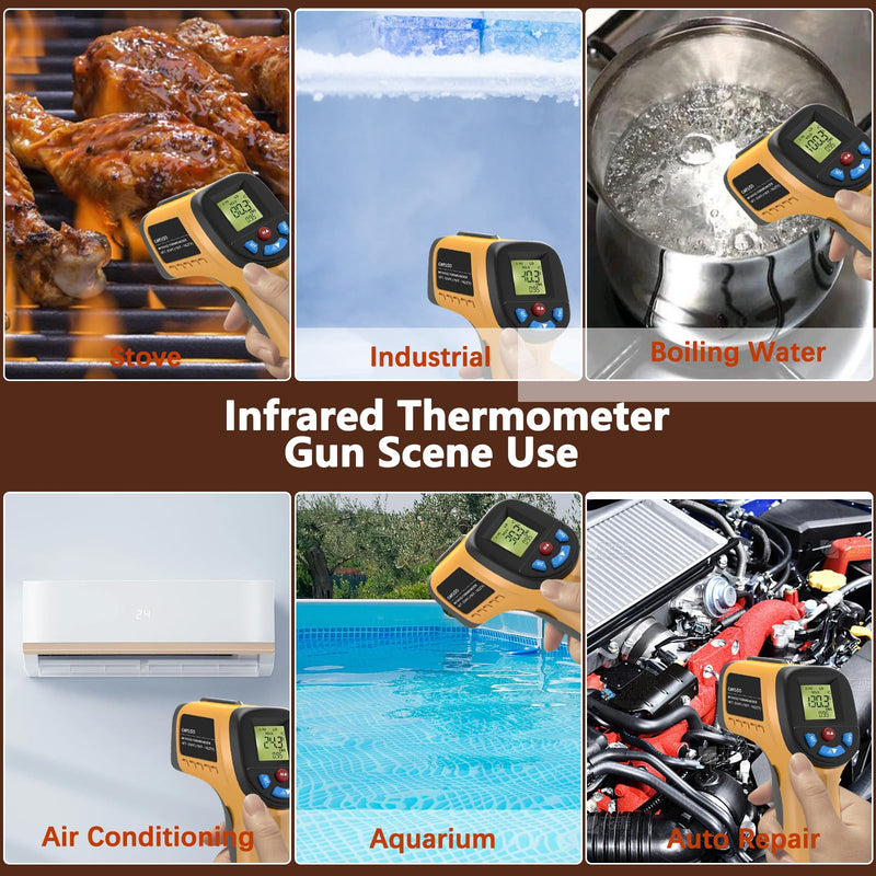 [Australia - AusPower] - Infrared Thermometer Laser Temperature Gun, Digital IR Thermometer for Cooking, Meat, Food, Pizza Oven, Grill, Handheld Non Contact Heat Gun -58°F ~1022°F(-50℃~550℃), Not for Human 