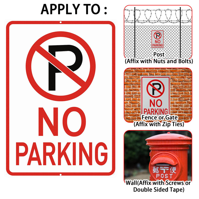 Amylove 6 Pcs No Parking Signs with Symbol, 14 x 10 Inches Reflective Rust Free Aluminum Sign, UV Protected, Weather Resistant, Waterproof, Durable Ink, Easy to Mount 14 x 10 Inch