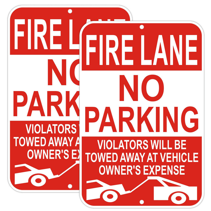 Fire Lane No Parking Sign, 12 x 18 Inches, Reflective, Weather-Resistant, Pack of 2 red and white-12"x18" - 1Pack