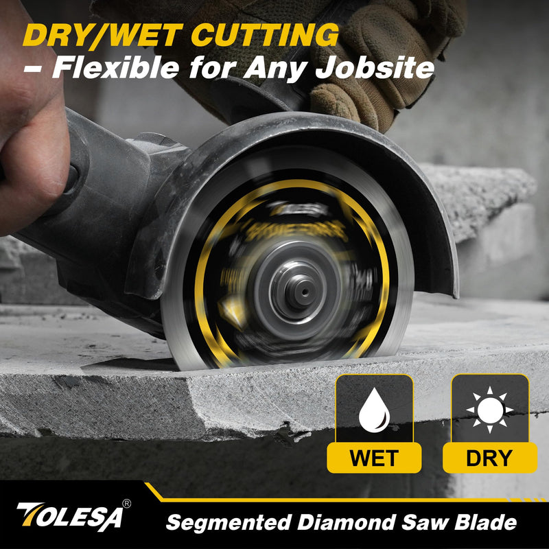 [Australia - AusPower] - TOLESA 5 Inch Segmented Diamond Blade for Angle Grinder, Diamond Cutting Wheel with 7/8" Arbor, 20mm & 16mm Adapter Ring, 5" Stone Blade Fast Cut Masonry, Concrete, Brick (3-Pack) 