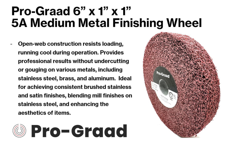 [Australia - AusPower] - Metal Finishing Wheel – 6” x 1” x 1” 5A Medium Grit – Aluminum Oxide – Maroon Metal Finish Convolute Wheel – for #3 & #4, Brush, Satin and Mill Finishes – Pack of 1 6" x 1" x 1" 