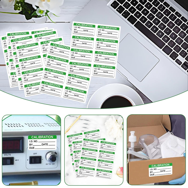 Self Laminating Calibration Labels 2 X 1 Inches - Waterproof Write-on Calibration Stickers with Clear Covers for NIST Calibration, ISO-9000 Calibration 128 Labels Green 2 X 1 Inch