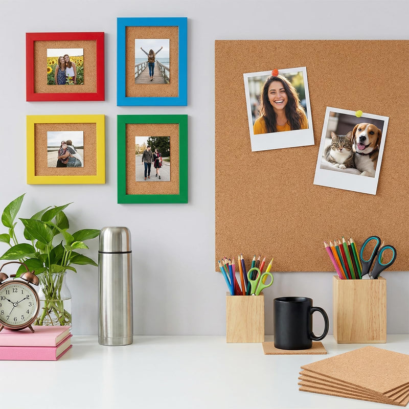 15 PCS Adhesive Cork Sheets 1mm Thick 4"X 4" Cork Sheets with Adhesive Backing for DIY Coasters Crafts Wall Decor Coffe Crafts Insulation Wedding Party