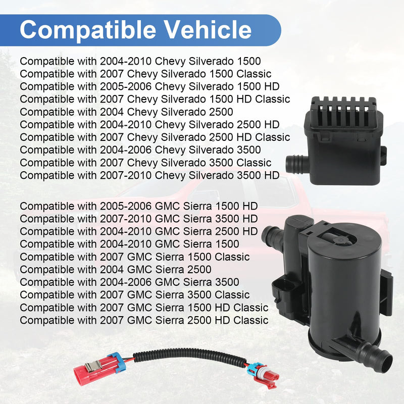 Evap Canister Vent Solenoid Valve P0449 Compatible with Chevy Silverado GMC Sierra 1500 2500 3500 HD Classic 2004-2010 Vapor Canister Vent Solenoid Replaces# 911-237 19207763 10357992 CVS34