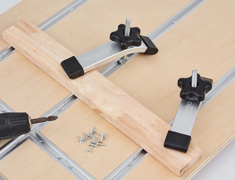 [Australia - AusPower] - T Track Hold Down Clamps- Double-Cut Profile Aluminum T-Track Clamps 6-3/8" L X 1-1/4"W -Woodworking and Clamps-Fine Sandblast Anodized -Silver Color -2 Pack 6-3/8" T track Clamps,2pk 