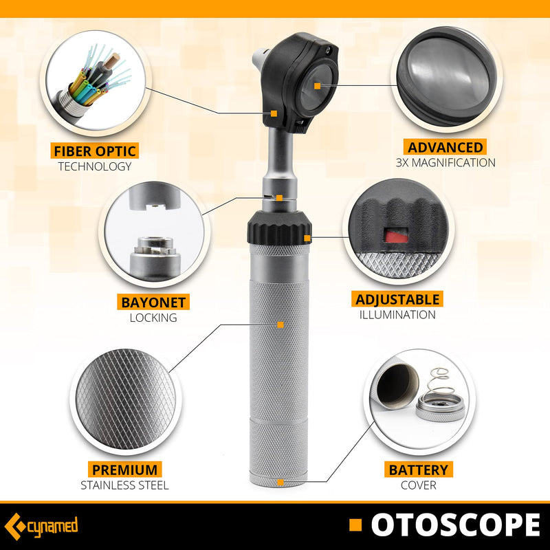 [Australia - AusPower] - Cynamed Fiber-Optic LED Otoscope/Medical School kit - Dual Attachment 