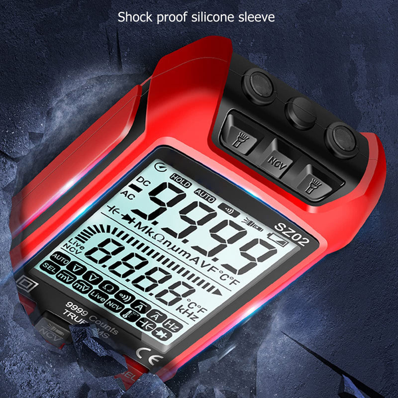 [Australia - AusPower] - Digital Multimeter with Backlit LCD, 6000 Counts Auto Ranging Voltage Tester, AC/DC Current/Resistance/Frequency Measurement, Ceramic Protection Red 