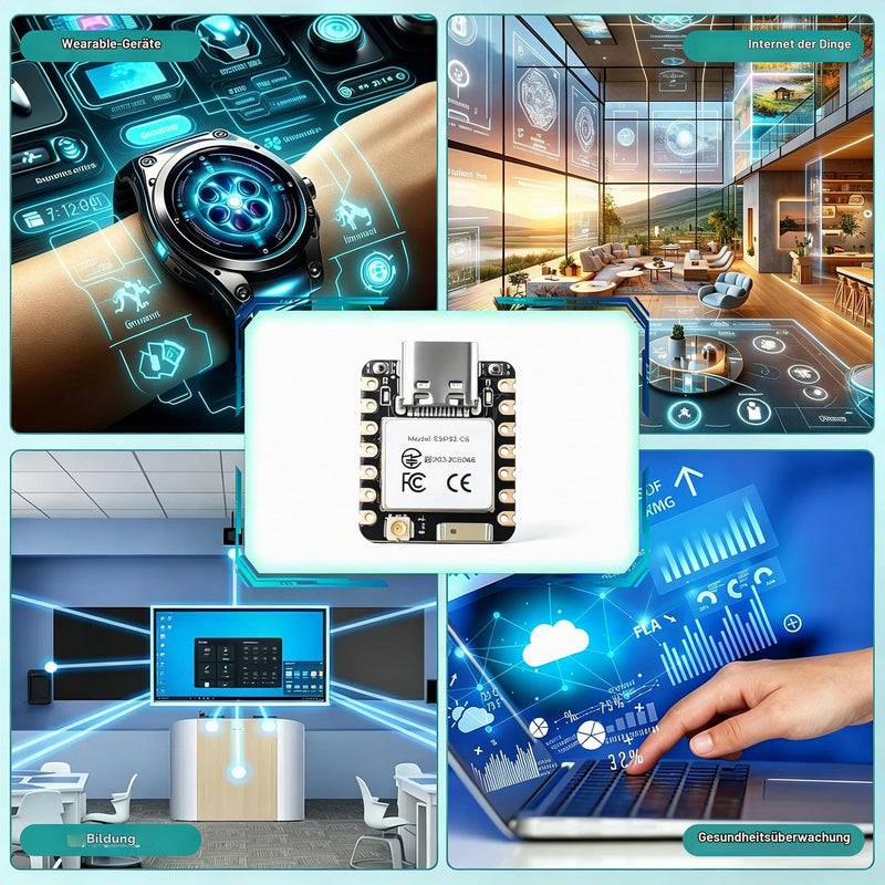 Heemol For XIAO ESP32-C6 Development Board, ESP32 C6 Mini WLAN BLE5.0 Microcontroller, Battery Charging Supported, Energy Efficiency, Ideal for Zigbee Smart Homes, IoT, Portable Devices