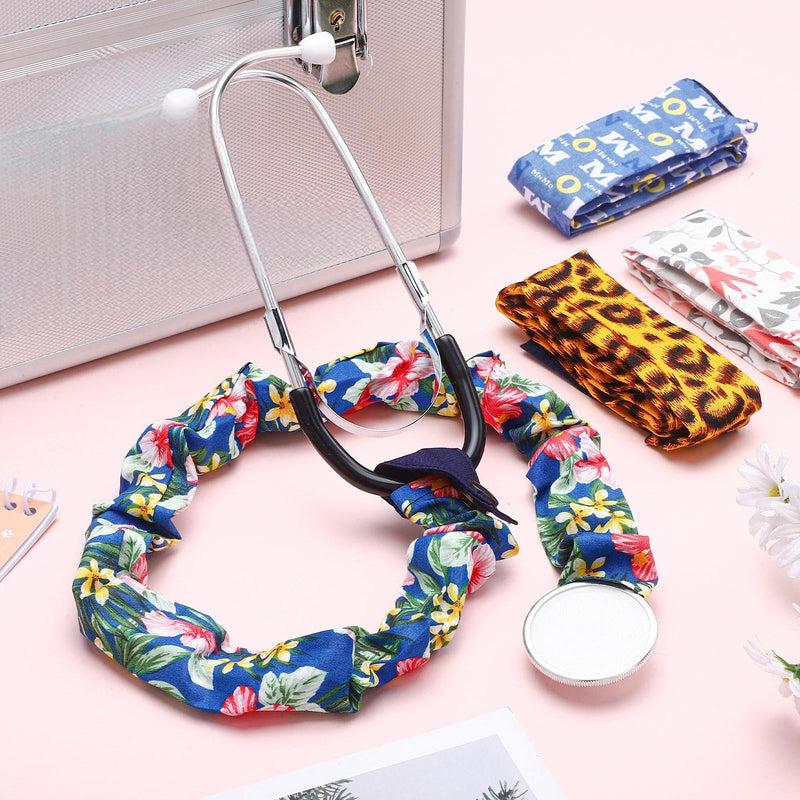[Australia - AusPower] - Nuanchu 8 Pieces Stethoscope Covers Handmade Scrunchie 8 Styles Cotton Stethoscope Sleeve Removable Tube Covers for Hospital Nurses Doctors 
