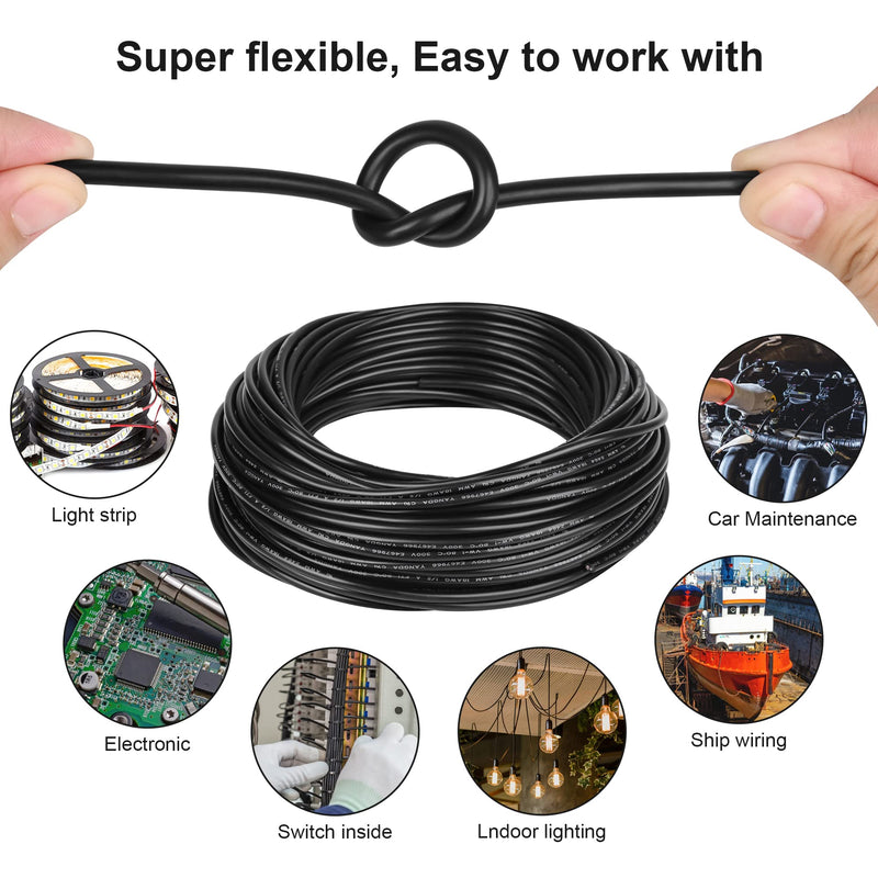 [Australia - AusPower] - 18 Gauge Electrical Wire 2 Conductor,18 AWG Electrical Wire Stranded PVC Cord Oxygen-Free Copper Cable,50FT Pure Copper Electrical Wire Cord for LED Lamp Lighting Strips Automotive 50FT 18AWG-2C 