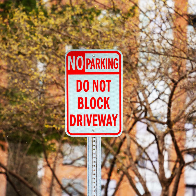 GicnKeuz Large Do Not Block Driveway Sign, 18x12 Inches No Parking Signs,Reflective Aluminum, Fade Resistant/Waterproof, Indoor or Outdoor Use (2-Pack) 18"×12" 2 PACK