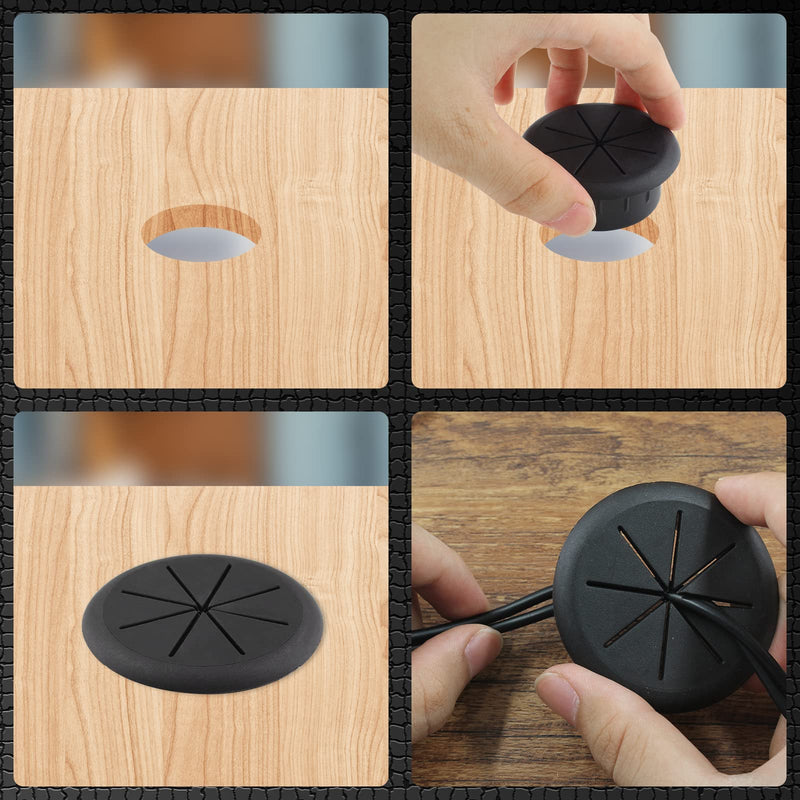 [Australia - AusPower] - 2pcs 2 Inch Cable Grommet, Flexible Desk Grommet, Cable Cord Hole Plug Wire Hole Cover for Desk, Table, Wire Pass Through (Black) Black 