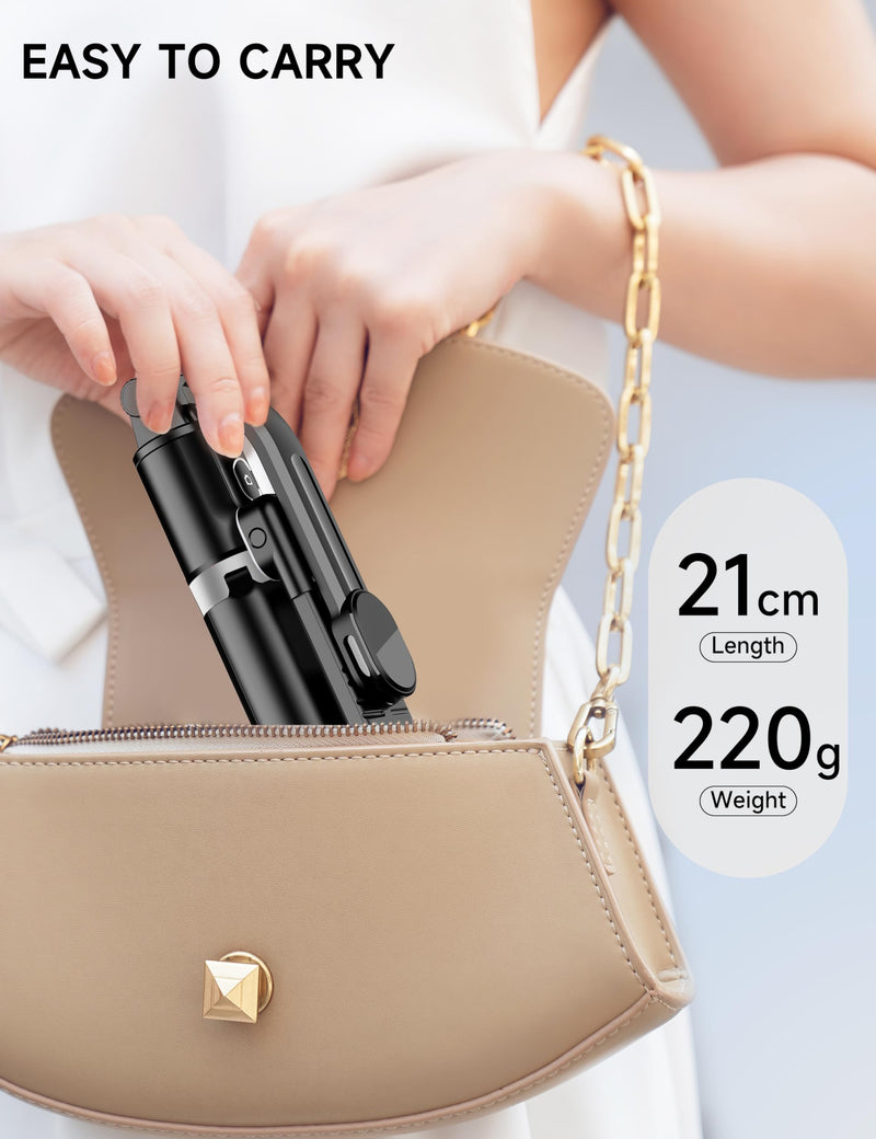 [Australia - AusPower] - 45" Selfie Stick Tripod with 2 Lights, Extendable 5 in 1 Selfie Stick Phone Tripod, Portable Selfie Sticks with Wireless Remote Compatible with iPhone 15/14/13 Pro Max, Samsung, Android, Gopro Black(with 2 Light) 