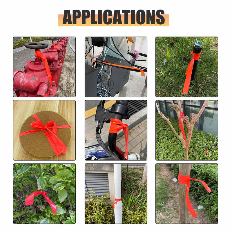 6 Pack Orange Flagging Tape, Non-Adhesive Plastic Ribbon Neon Marking Roll,1inch*600ft, Marking Tape for Tree Marking, Hunting, Boundaries Hazardous Areas,Trail Marking, Workplace Use