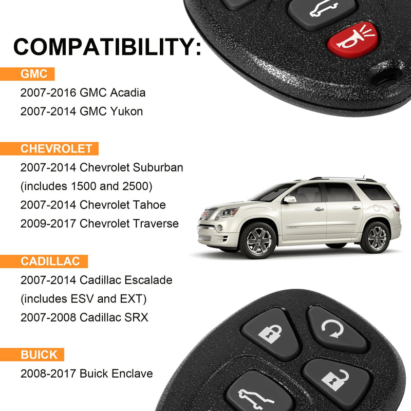 [Australia - AusPower] - Key Fob, Keyless Entry Remote Start Control Replacement Fits for GMC Acadia 2007-2016 Yukon XL/Chevy Suburban Tahoe Traverse/Cadillac Escalade SRX/Buick Enclave FCC ID: OUC60270, OUC60221, 15913415 5 Button 
