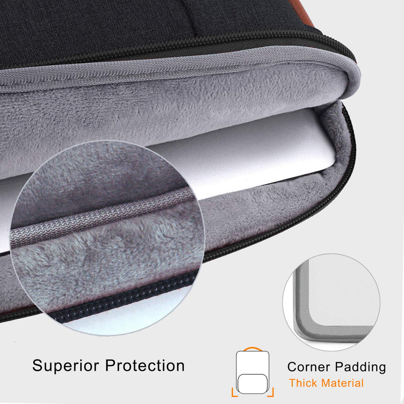 [Australia - AusPower] - Voova Laptop Sleeve Case 15.6 Inch Compatible with MacBook Pro 15, New MacBook Pro 16 M1 Pro/Max, 15-16" Microsoft Hp Lenovo Dell Acer Asus, 2 in 1 Waterproof Computer Bag with Detachable Pouch, Black 15-16 Inch (15.7 x 11.8 x 1.2 in) 