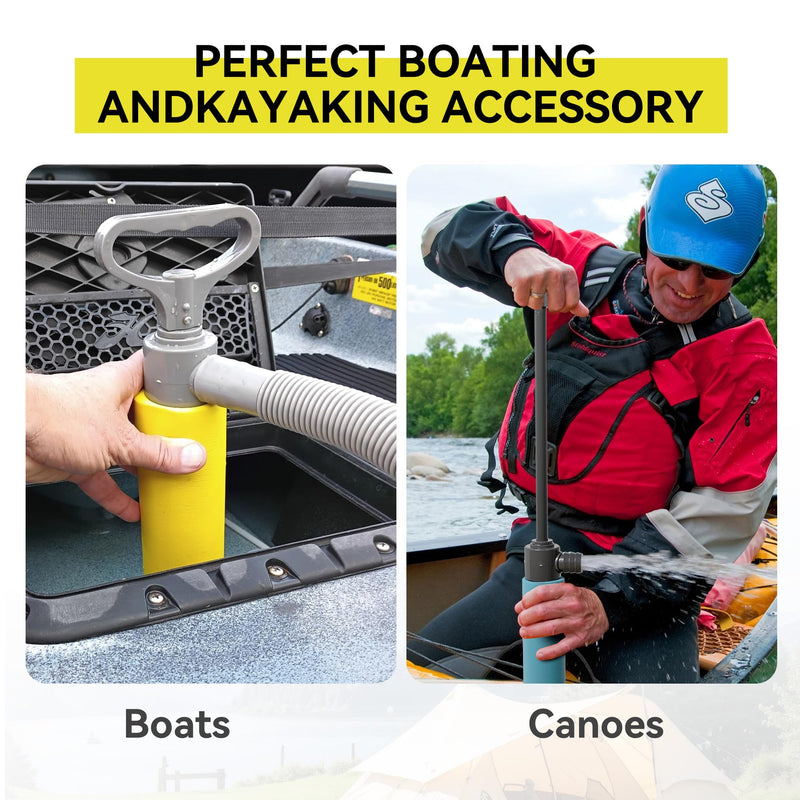 Manual Bilge Pump for Boats Kayak Canoe - Portable Siphon Pump, Kayak Bailer with Reversible Hose,Yellow,19Inch Yellow Large