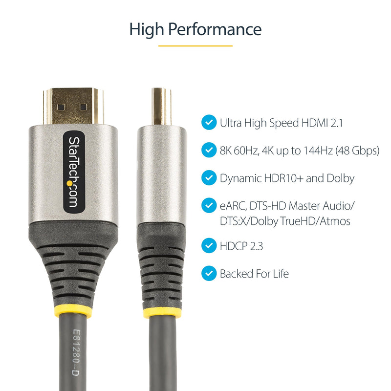 StarTech.com 10FT/3M HDMI 2.1 Cable 8K - Certified Ultra HIGH Speed HDMI Cable 48GBPS - 8K 60 10 ft