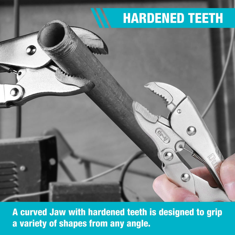 [Australia - AusPower] - DURATECH 7-Inch Locking Pliers, Premium Cr-V Construction, Curved Jaw Locking Pliers with Wire Cutter, Fit for Clamping Twisting Welding 