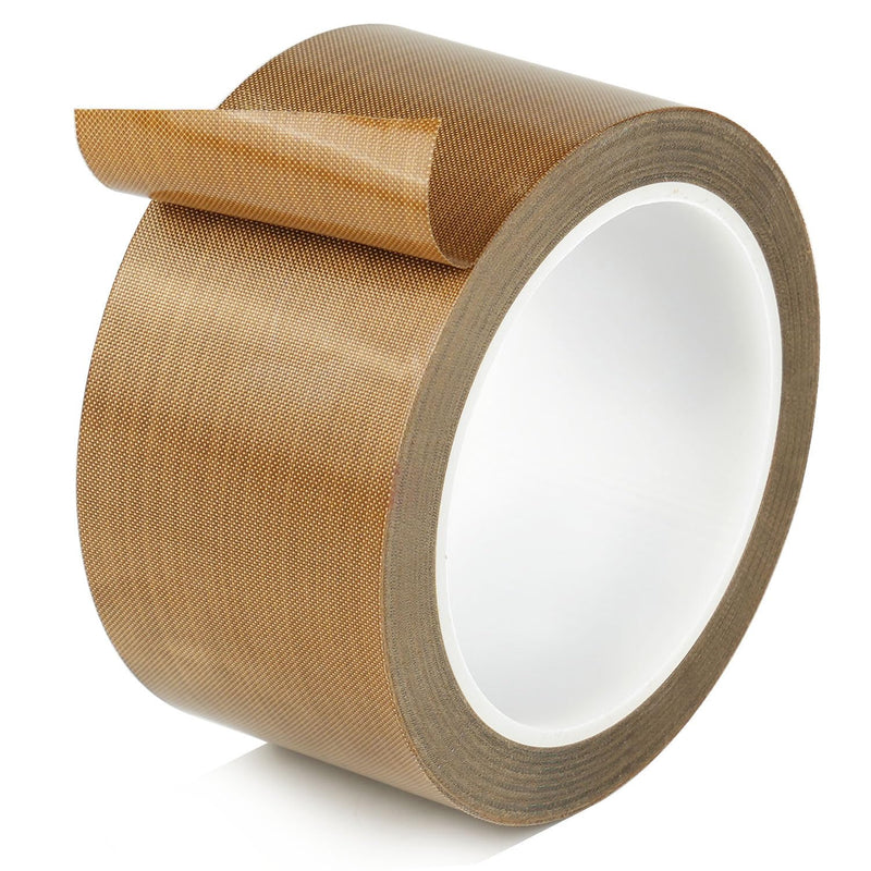 Teflon Glass Cloth Tape,2''x 33ft x 0.18mm,PTFE Coated Fiberglass Adhesive Tape,High Temperature PTFE Tape for Vacuum Sealer Machine,Hand Impulse Sealers Insulation,Low Friction Tape,Squeak Resistant 2inx33ft