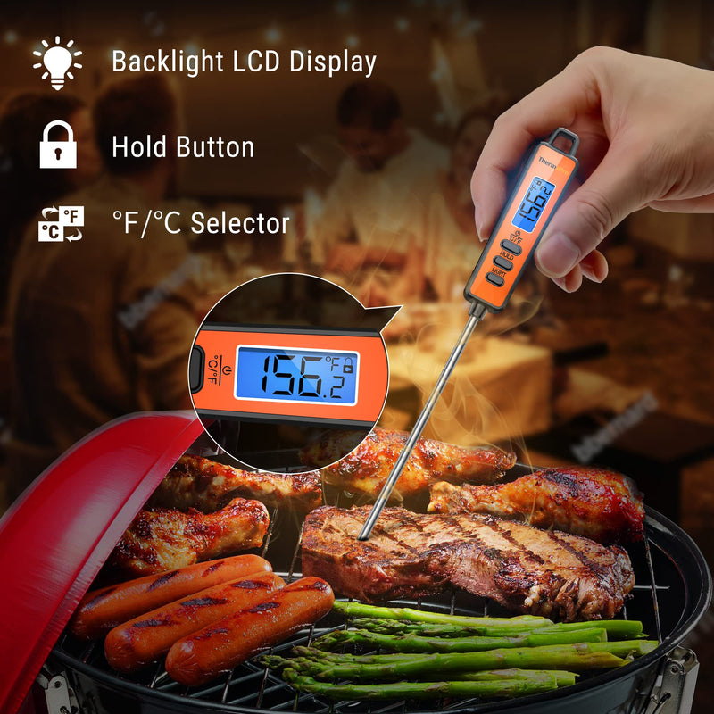[Australia - AusPower] - 3-in-1 Bundle! ThermoPro 2-Pack Oven Thermometer for Gas Oven, 100-600°F Smoker Temperature Gauge, ThermoPro TP01A Digital Meat Thermometer for Cooking Candle Liquid Deep Frying Oil Candy 