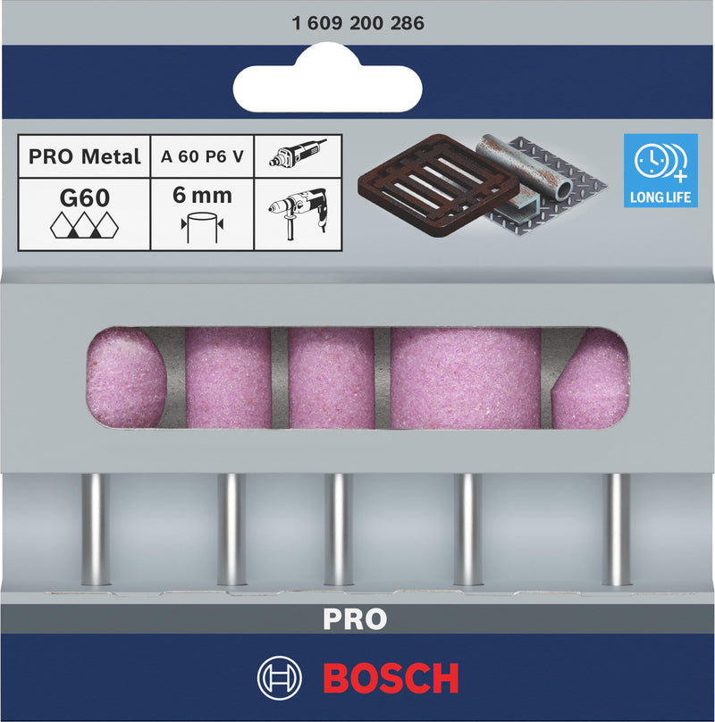 [Australia - AusPower] - Bosch 1609200286 5-Piece Grinding Stone Set Shank 6 mm Grit 60 15 20 x 24 30 25 25 mm Ø 15 - 25 mm 