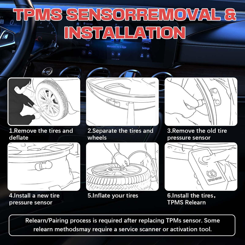 RLP Set of 4 TPMS Tire Pressure Monitoring System Sensor 433MHz Compatible with Calillac, GMC, Malibu Silverado Impala Cruze,Regal Lacrosse Replace OE#13598773 13516165 13589601 13506028 13594222