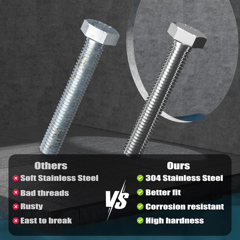 [Australia - AusPower] - 11Pcs 3/8-16 x 2" Hex Head Screws Bolts,304 Stainless Steel 18-8,Fully Threaded,External Hex Drive,Mounting Chair,Rail,Pump,Wheels,Handles,Antenna Parts,Boat and Plastic Bumpers(VG10506) 2" 3/8-16" 