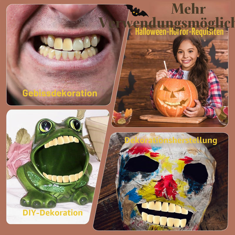 56 Pieces False Teeth, Complete Acrylic Resin Dentures, 2 Set Whole Teeth, Synthetic Polymer Denture Teeth, 23 Tones A3 Upper + Lower Dental Materials for Replacement, DIY or Halloween