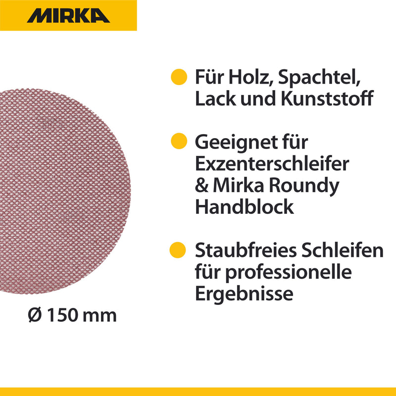 [Australia - AusPower] - Mirka Abranet® Mesh Sanding Discs (Diameter 150 mm), Professional Sanding Discs with P80 Grit and Velcro, for Hand Grinding, All Orbital Sanders and Grinders, Pack of 10 Korn P80 