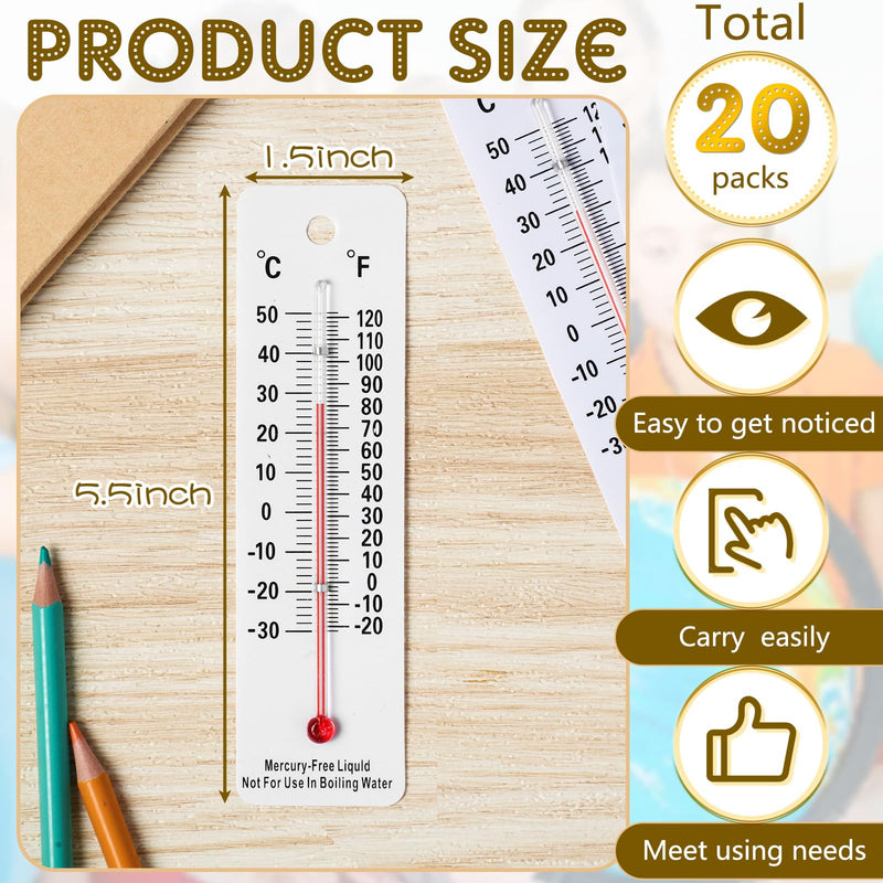 [Australia - AusPower] - Maitys 20 Pcs Student Thermometers Mercury Free Science Thermometer School Supplies Boiling Point Thermometers for Classroom Teaching Tools 