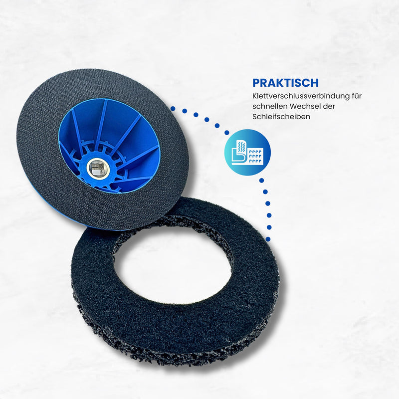Wheel Hub Grinder Set with Cordless Screwdriver Adapter - Wheel Hub & Rim Cleaning When Changing Tyres | Coarse Grinding Disc 150 mm Made of Silicon Carbide, Suitable for 1/2 Inch Impact Wrenches
