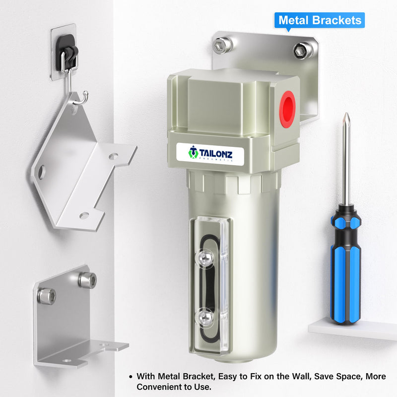[Australia - AusPower] - TAILONZ PNEUMATIC 1/2" NPT Industrial Compressed Air Desiccant Dryer, Used for Dry Air, Compressed Air, Water Separator, Plasma Cutting Machine and Other Metal Bowl with Desiccant Beads Bag 