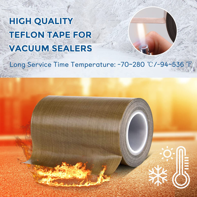 Teflon Fabric Tape, 4 Inch 30 Feet PTFE Tape for Vacuum Sealer Machine, Hand Impulse Sealers Insulation PTFE Coated Fiberglass Adhesive Tape Compatible with FoodSaver, Seal A Meal, Weston, Cabella 4 IN