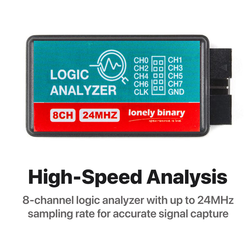 [Australia - AusPower] - Logic Analyzer 8 Channels 24MHz USB Kit with Base Module, Breadboard Breakout Board, USB-A & Type-C Cables, Test Clips, Alligator Clips Compatible with Arduino ESP32 STEM DIY Projects 