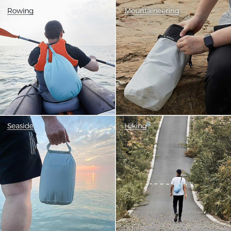 Bee Nesting Waterproof Dry Bag Lightweight Dry Sack Marine Dry Bags Suitable for swimming,kayaking,rafting boating, surfing, outdoor travel, mountaineering,hiking Blue/Green/Grey 2L 4L 8L