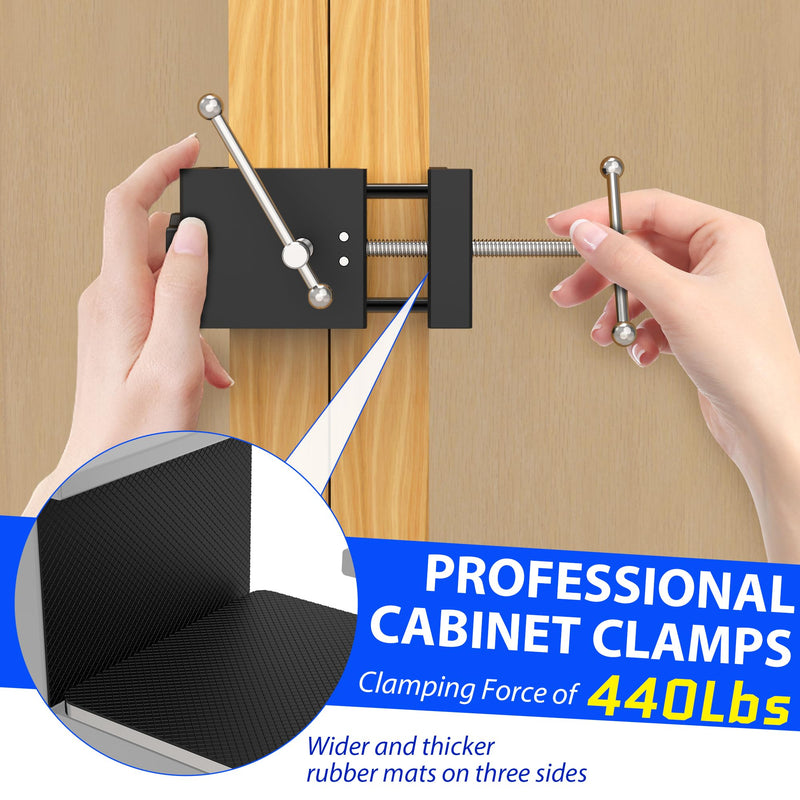 [Australia - AusPower] - Cabinet Clamps 2 Pack - Claw Clamps for Cabinet Installation, Face Frame Clamps with 3 Drill Guides and 3-Sided Thickened Protection Pads 2 Pack-1.7"-3.6"Opening Capacity 