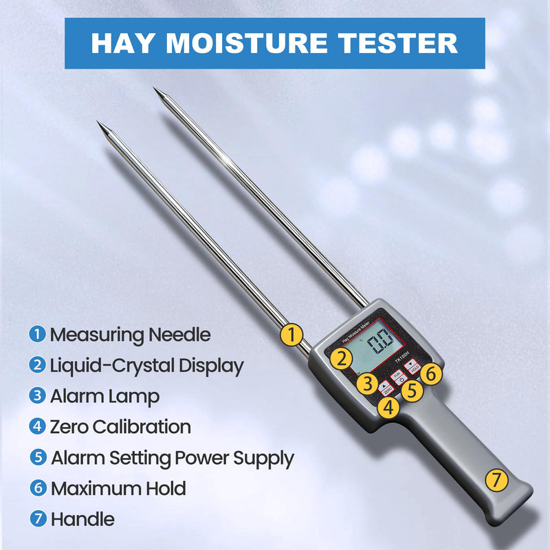 [Australia - AusPower] - Portable Hay Moisture Meter for Alfalfa, Leymus Chinensis, Orchard Grass, Pennisetum Gydridum, Guinea Grass, Clover, Soapwort, Wheat Straw and other Hays For Hay 