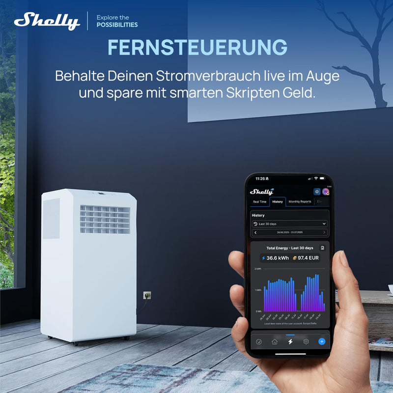 Shelly Plug PM Gen3 White - WiFi Smart Socket, Energy Meter, No Switching Function, Power Measurement, 16A, 3680W, Timer Switch, Plug, Smart Home, Alexa & Google, No Hub Required