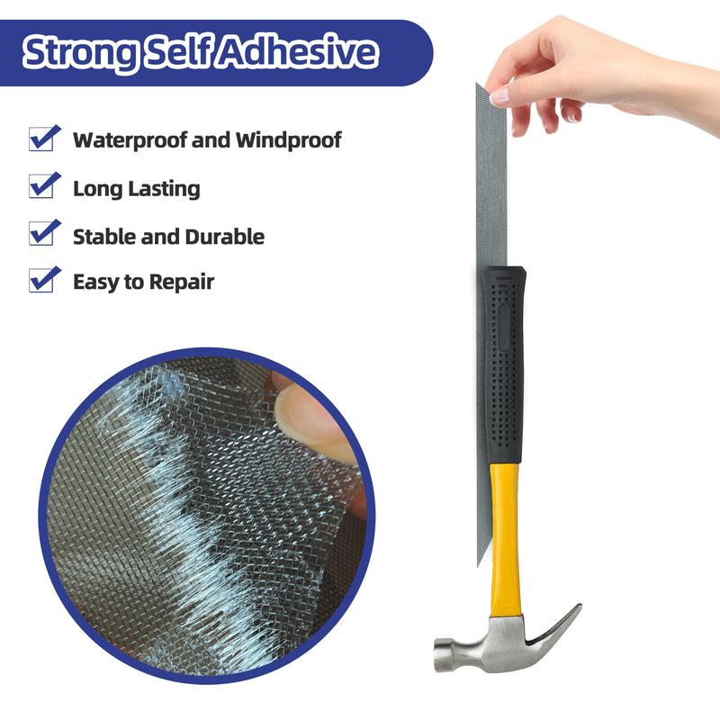 KING MOUNTAIN Black Window Screen Repair Tape,3inX10FT Heavy Duty Screen Repair Kit for Window Screen and Screen Door,Strong Adhesive & Waterproof Window Screen Patch 3 in × 10 ft