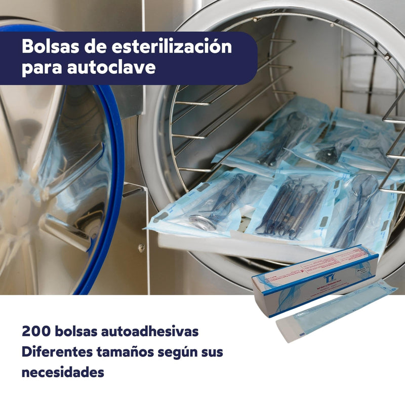 Self-Adhesive Sterilisation Bags, Pack of 200, Self-Sealing Bag for Sterilisation for Dental, Tattoo or Manicure Tools (90 x 260 mm) 90*260mm