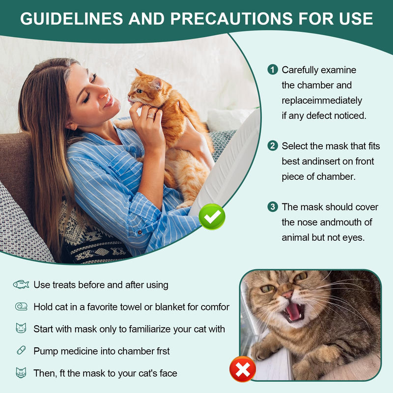 [Australia - AusPower] - Cat Handheld Inhaler Spacer with 2 Masks Helps with Breathing & Delivering Medication Fits 