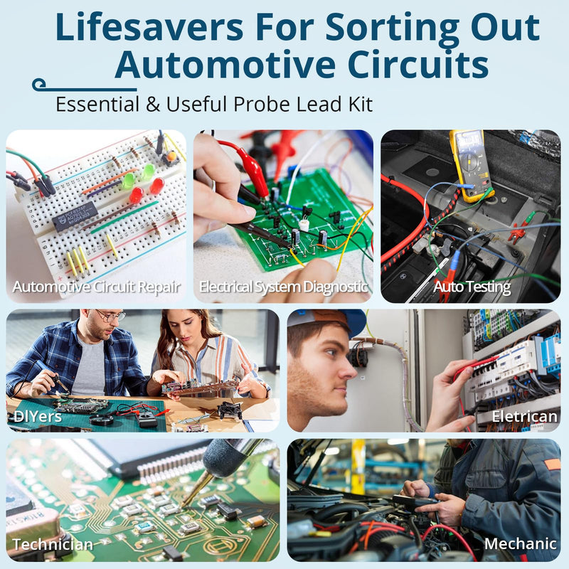 [Australia - AusPower] - Back Probe Kit – 35PCS Automotive Test Leads Set with Storage Box,5 Large Alligator Clips,5 Wire Piercing Probes,Flexible Multi-Angle Needles for Multimeter & Automotive Diagnostics 