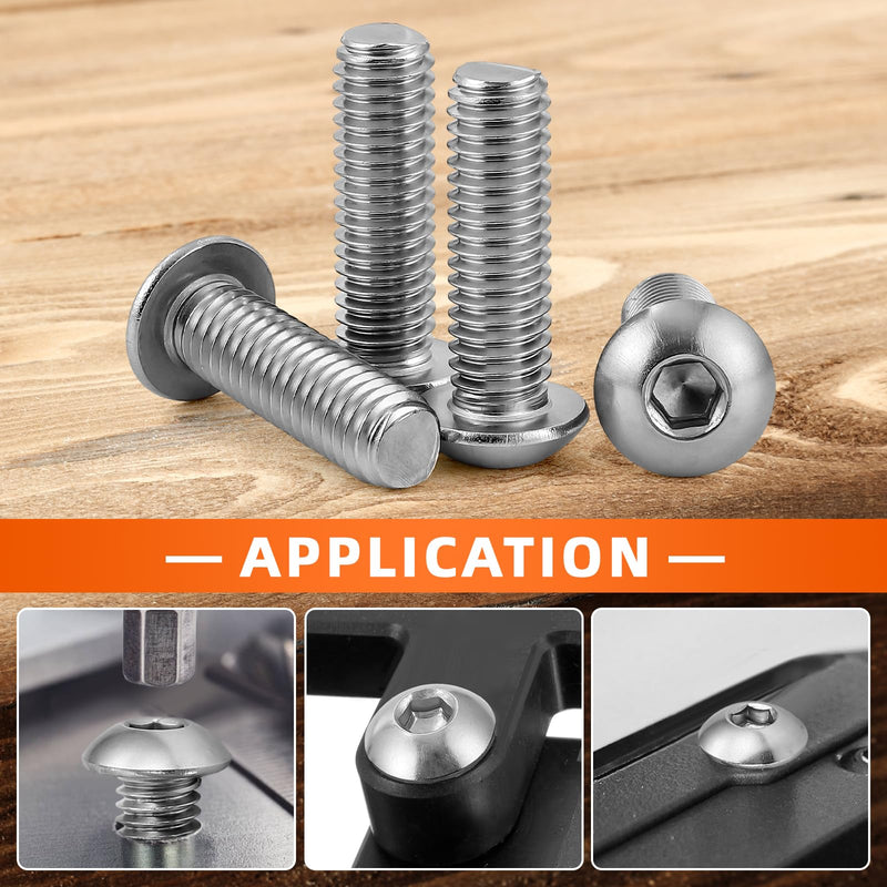 [Australia - AusPower] - M5-0.8 x 10mm Button Head Socket Cap Screws, Stainless Steel 18-8 (304), Bright Finish, Fully Threaded, 100 PCS M5 x 10mm 