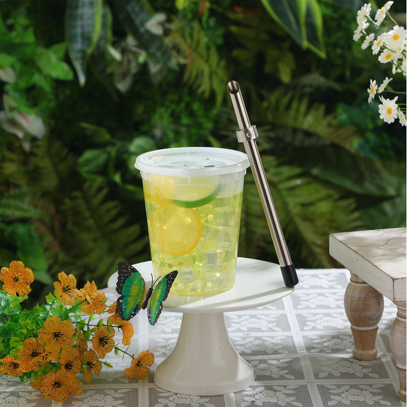[Australia - AusPower] - Lasnten 1 Pack Straw Puncher for Plastic Lids Lemonade Cups, Stainless Steel Straw Hole Puncher Punching Tools for Cafe Drinks Deli Container Fresh Squeezed Lemonade Stand Supplies (8.7 Inch,Black) Black 8.7 Inch 