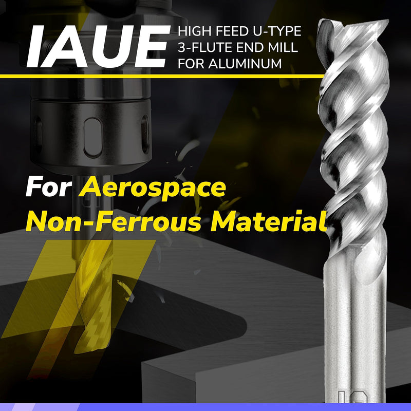 [Australia - AusPower] - SPEED TIGER Carbide Square End Mill - 3 Flute - IAUE3/8"3 (1 Piece, 3/8") - High Feed U-Type Design - for Roughing and Finishing - for Milling Aluminum Applications – Professional Mill Bits Sets 1 3/8 in 