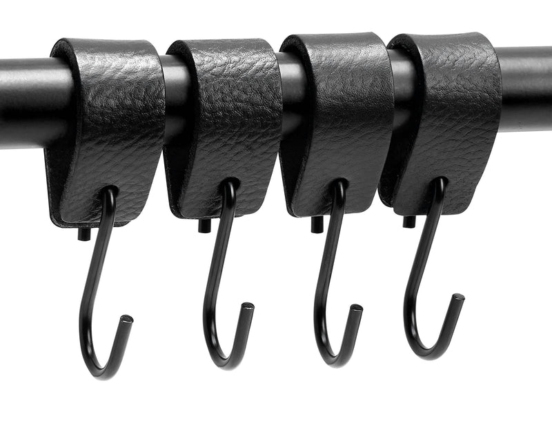 [Australia - AusPower] - Brute Strength - Multifunctional Leather S-Hooks - Black - 2 pieces - S Shaped Hooks - Coat Hook - Leather hooks - Leather s hooks - Black s hooks - kitchen hooks 