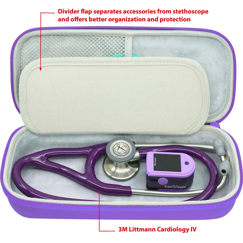 [Australia - AusPower] - ButterFox Premium Stethoscope Case with Divider and ID Slot for 3M Littmann Classic III, Cardiology IV Diagnostic and More Stethoscopes with Pocket for Nurse Accessories (Purple) Purple 