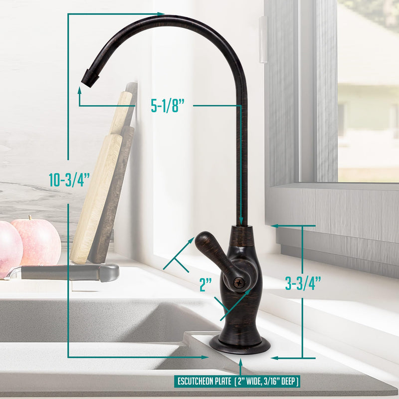 Metpure Non-airgap NSF Certified RO Faucet Reverse Osmosis Drinking Water Filtration System Water Dispenser Spout (Venetian Bronze). Vase Style with Faucet Wrench. Venetian Bronze